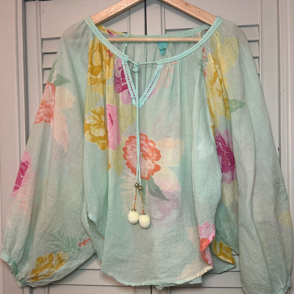 Anthropology Farm Rio Basel Floral Cotton Peasant Too